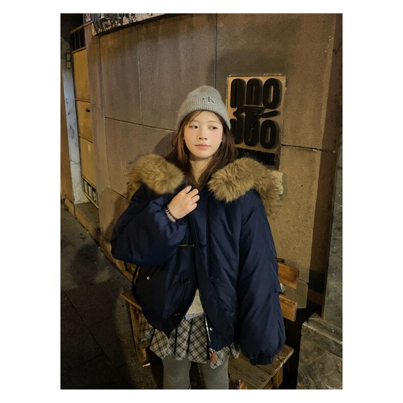 卡其色羽绒服女复古牛角扣派克服冬季2025年新款加厚韩系棉袄外套,男装羽绒服,星座506A