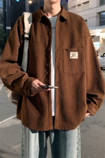 衬衫男秋季新款港风宽松大码灯芯绒长袖衬衣CS025-P38，男装衬衫，星座214-3