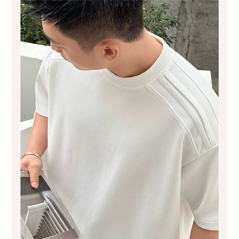网图260克重磅高级感夏季正肩显瘦短袖轮廓线纯色重磅男士T恤P33,男装T恤,电商C306-1