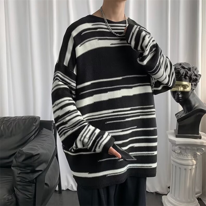 美式街头设计感圆领毛衣男慵懒风休闲针织衫AM40P35,男装针织衫/毛衣,星座1116-2