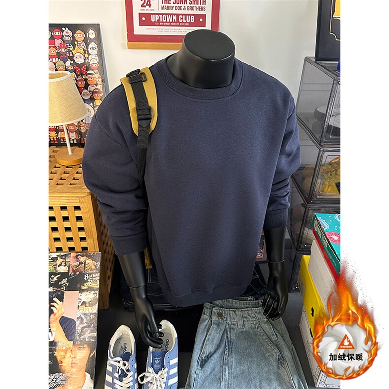 光板重磅圆领卫衣加绒保暖W4691JR（加绒）特P30/常规W4691-特P25,男装棉衣,电商A007