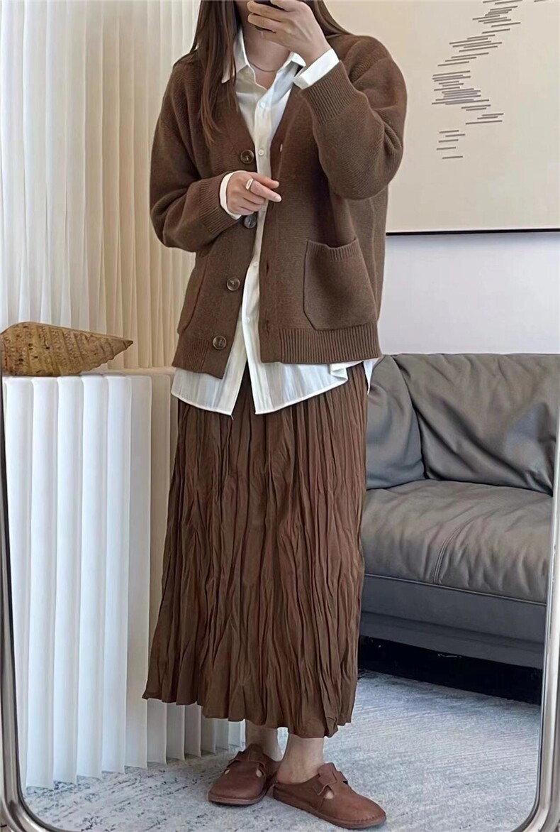 秋冬简约气质纯色针织衫女保暖减龄毛衣针织外套,女装羊毛衫,纳慈羊绒