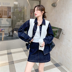 新款牛仔套装三件套已出货9509P185K298，女装套装/套裙，2C095