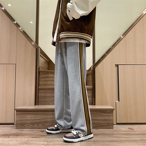 K3193-P48春装新款大码潮牌美式男女侧织带垂坠感拖地休闲卫裤图片