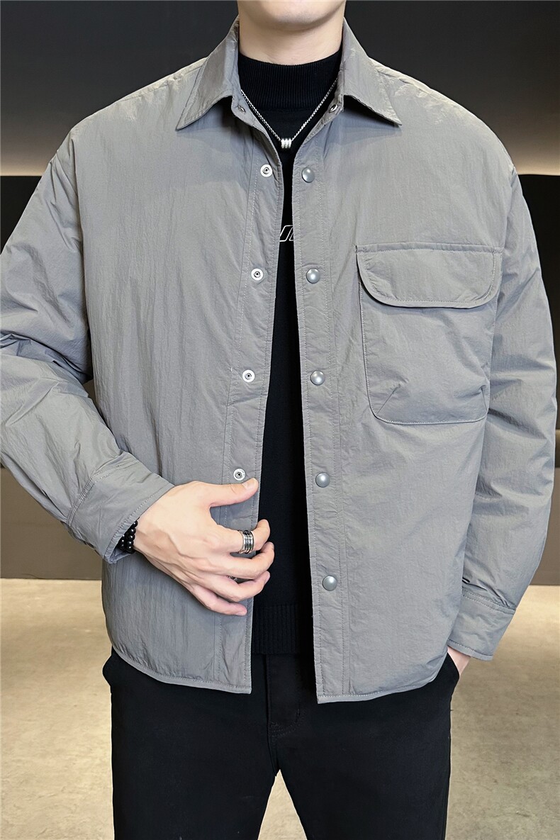 90新标2025设计款简约休闲翻领轻薄保暖羽绒服外套75381-P198,男装羽绒服,电商A413