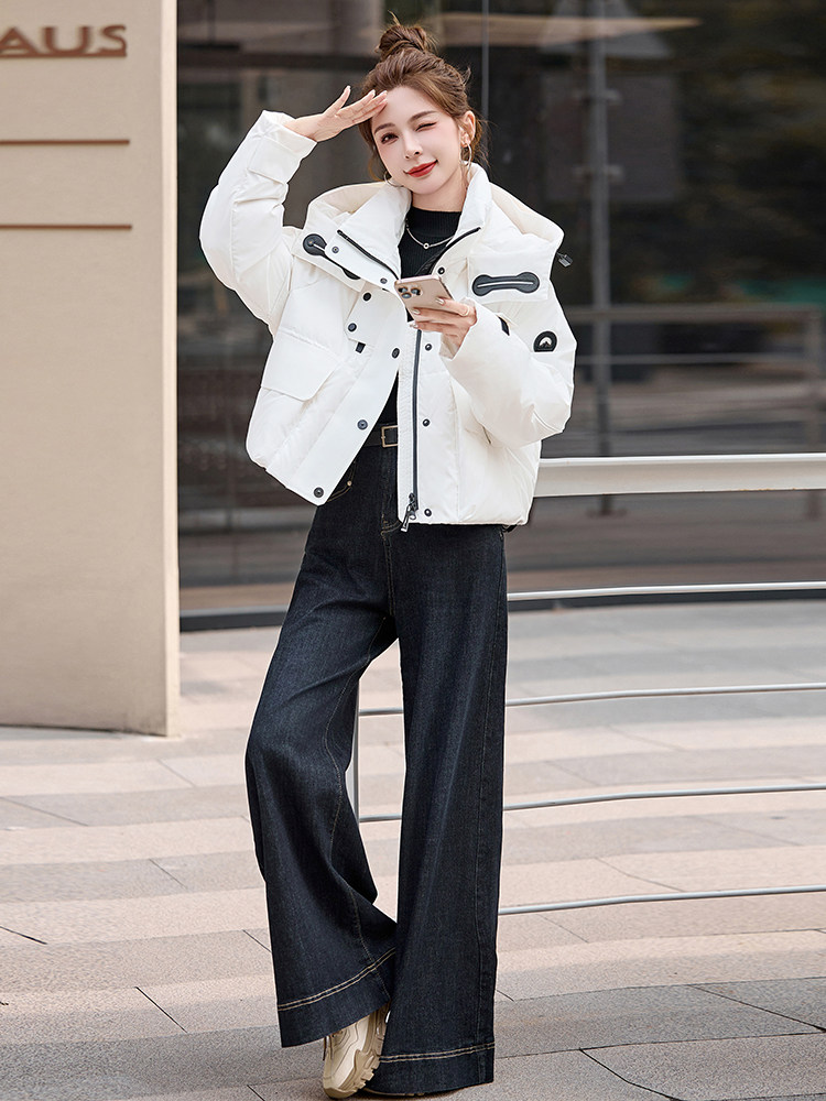 时尚保暖女士短款羽绒服修身显瘦90白鸭绒外套,女装羽绒服,艾尚靓装