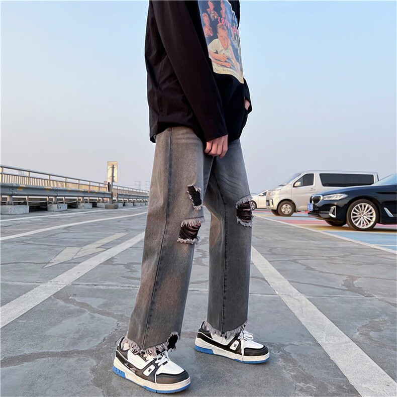 毛边牛仔裤男女中性小脚裤九分D325YD01P45,男装牛仔裤,电商D325