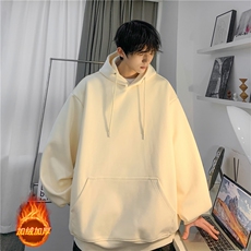 INS青少年冬季加绒宽松落肩连帽卫衣重磅多色JR23305-特批35控68，男装卫衣，星座605(原A050)