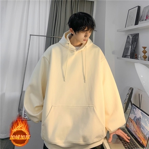 INS青少年冬季加绒宽松落肩连帽卫衣重磅多色JR23305-特批35控68图片