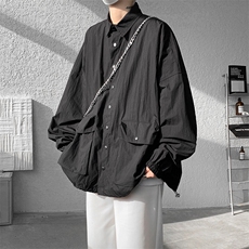 8XL-M春夏廓形衬衫防晒外套特大码多口袋复古慵懒衬衣JK5203/P50，男装夹克，电商B238