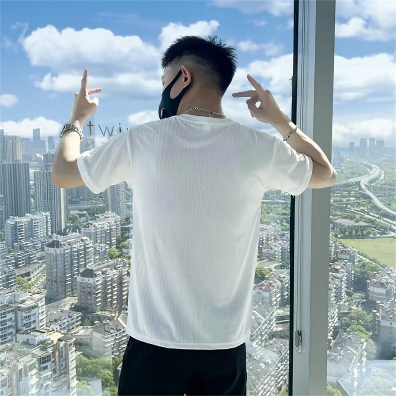 冰丝t恤男纯色短袖夏季痞帅设计感半袖2024新款男士体恤上衣T237,男装T恤,星座1116A-2（原606A-1）