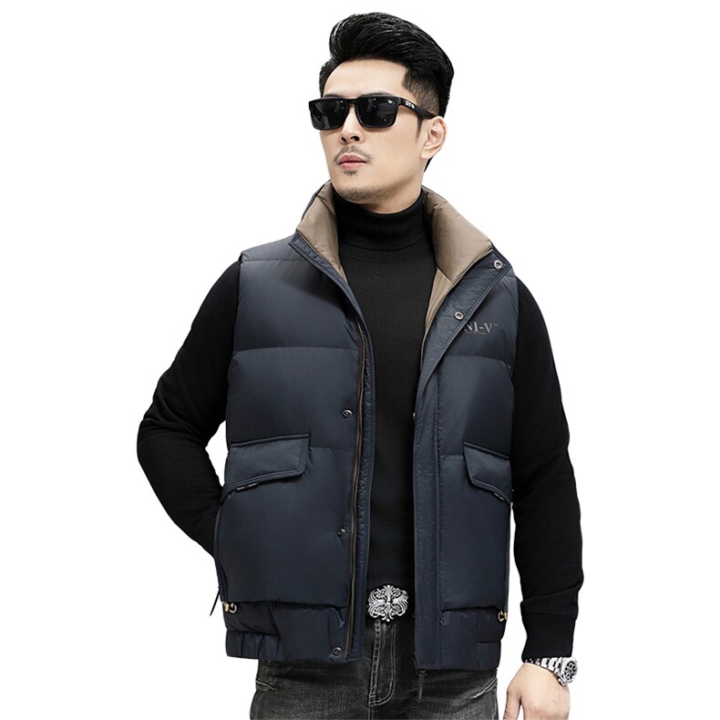 B89499钱塘2020-3厚款时尚冬季休闲中年长款男士羽绒服马甲P195,男装羽绒服,钱塘207-3