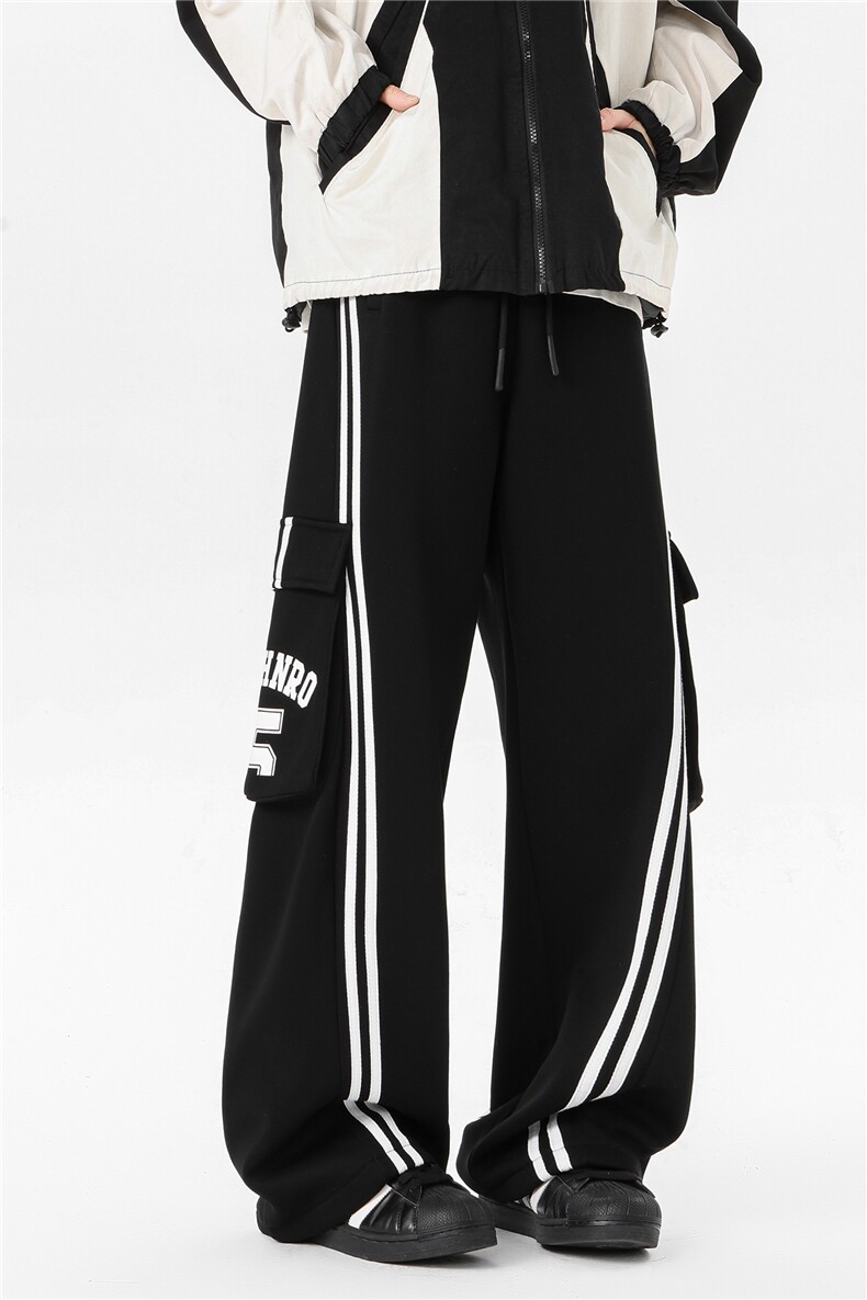 8XL-M高街美式条纹工装裤休闲裤男宽松直通阔腿裤子K9123P78控98,男装工装外套,电商D206-1