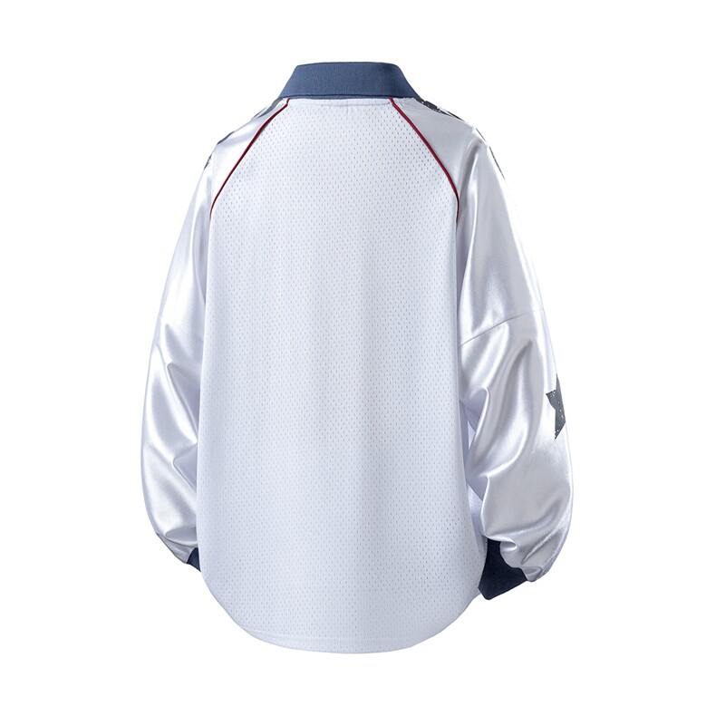 美式翻领POLO衫大码M-5XL插肩拼接V领球衣长袖T恤T78096P48控78,男装T恤,星座227-7
