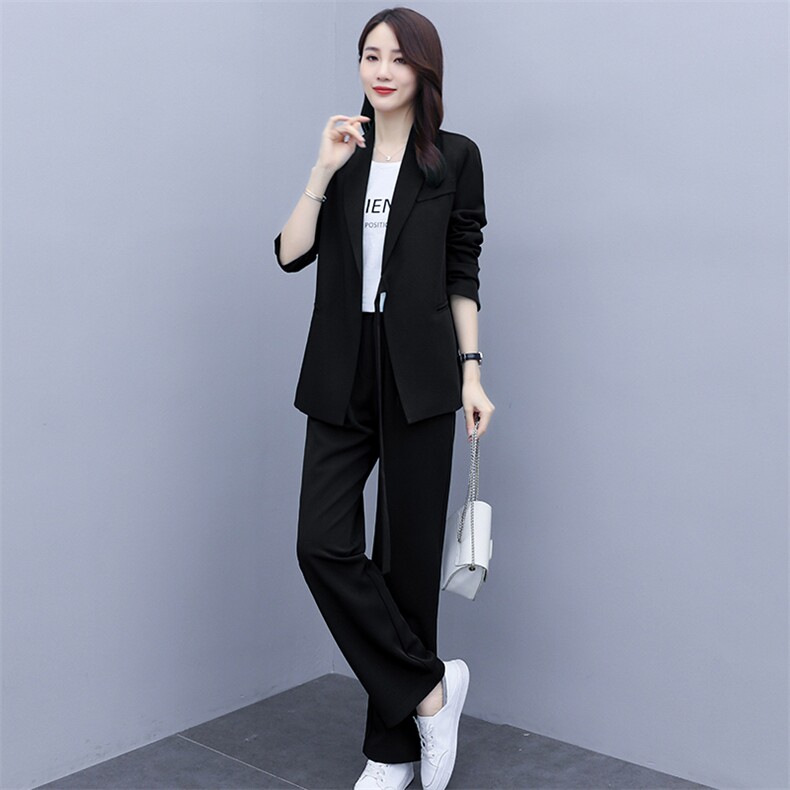 西装女2024秋季新款韩版气质时尚休闲职业小西服阔腿裤,女装西装,雅佳俏