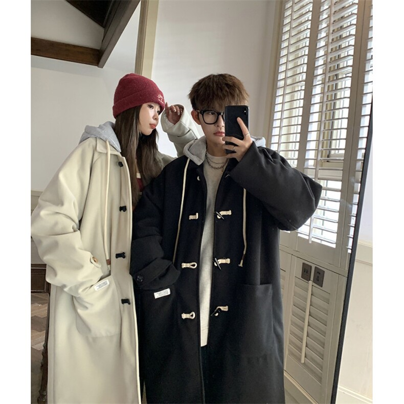 1情侣牛角扣加棉呢大衣可拆卸帽大码M-5XL外套男FY8716P138控188,女装短外套,星座226-2