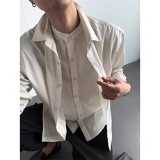 假两件衬衫拼接拼接条纹衬衣CS062特P52，男装衬衫，星座908-1