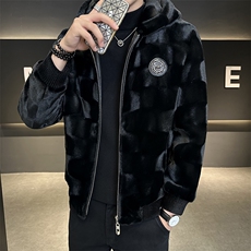 秋男士商务休闲连帽夹克金貂绒外套中年时尚上衣ZX8907-P235，男装夹克，星座1105-3