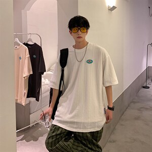2024夏新款港风宽松圆领时尚短袖T恤上衣T2203-P38，男装T恤，星座914-3
