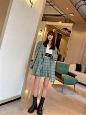格子西装外套，女装西装，LOVELS