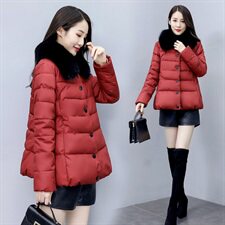 2020冬季新款简约时尚大毛领棉服保暖显瘦短款外套，女装棉衣/棉服，香香