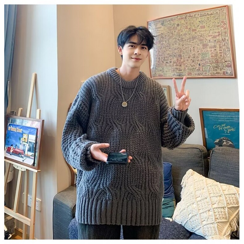 B303P52秋季拼色圆领毛衣男美式复古潮牌宽松,男装针织衫/毛衣,星座512-6