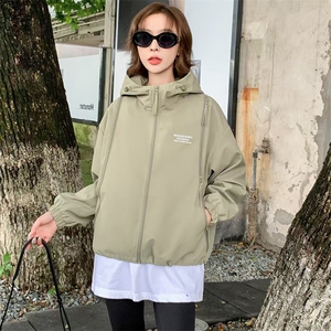 （现货）连帽外套女春秋洋气短款风衣宽松休闲小个子百搭夹克上衣图片