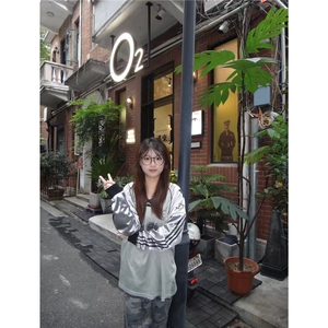 美式复古运动球衣长袖T恤男女宽松拼接字母印花网眼透气街舞衣服图片