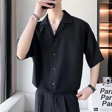 免烫禁欲夏季百搭黑白衬衫男短袖帅气冰丝雪纺衬衣SC29P32，男装衬衫，星座1116-2