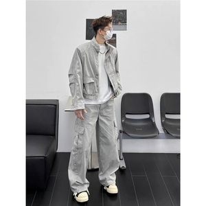 现货得物二开 复古工装宽松立领水洗cleanfit夹克美式JK1252-P98图片