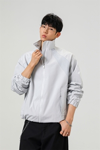 美式罗纹拼接袖子褶皱大码M-5XL教练夹克男JK78056P69控105图片