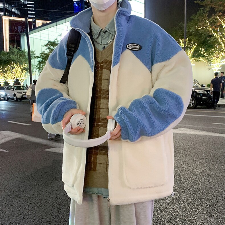 新款冬款加绒加厚棉衣男羊羔绒宽松外套潮流男装MY103P105控价138图片