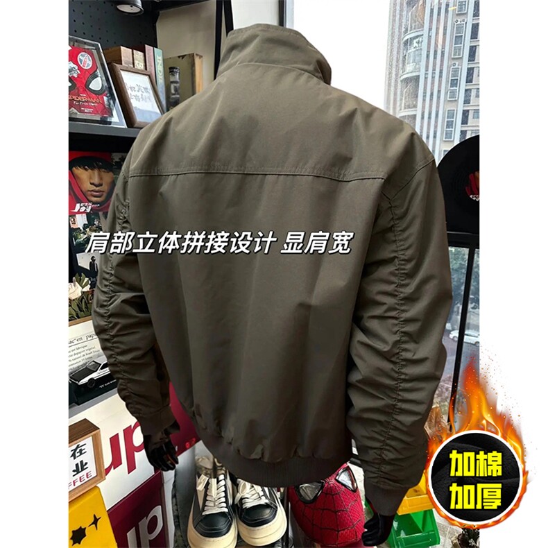 现货秋冬季美拉德立领飞行立领夹克boxy廓形棉衣高街加厚加棉外套,男装夹克,电商A486-1