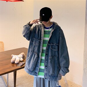 牛仔外套连帽工装夹克韩版宽松秋季休闲ins复古牛仔衣JK8852-P65图片