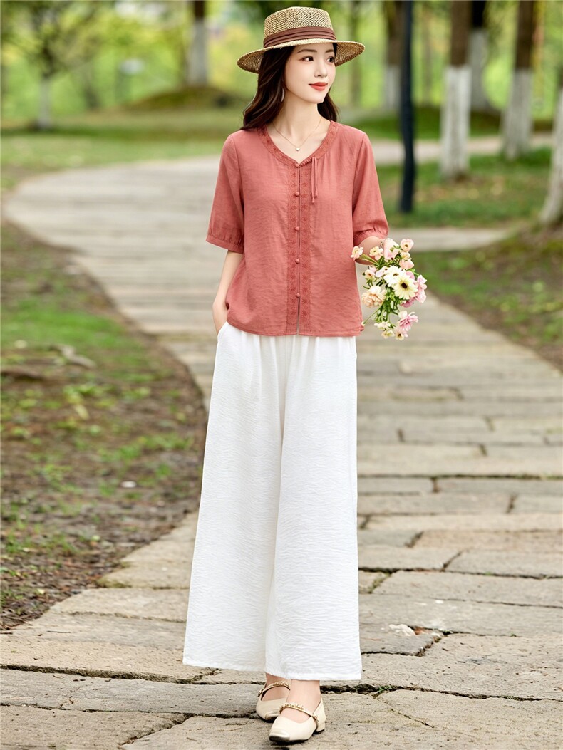 现货绣花2026年夏季女优雅大码时尚潮流两件套,女装套装/套裙,木橙西子
