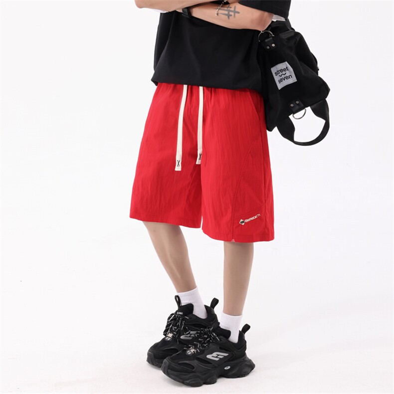 无影-夏季冰丝大码短裤美式潮牌五分锦纶6色网格速干裤DK806P25,男装牛仔裤,星座301B-2（原A443-1）