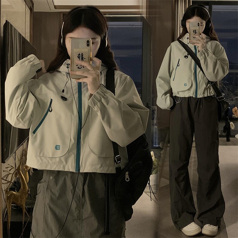 2025年秋季防风短款冲锋衣女连帽户外夹克外套 C846-P88图片