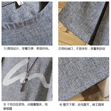 风复古亚麻短袖男棉麻t恤男半袖砖墙挂拍ZT71280-P35，男装T恤，电商A040A