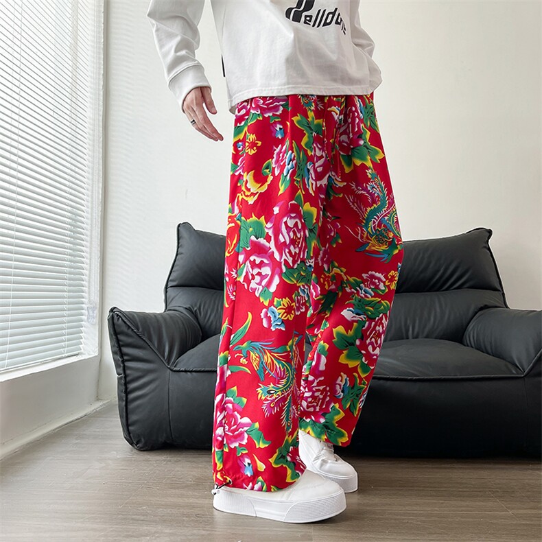 CK203秋新东北大花民族特色风休闲哈伦运动裤束脚九分裤团队，男装民族服装，星座115A(原星座507）