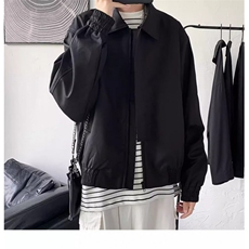 网图黑色短款垫肩外套男潮牌痞帅飞行员夹克1001-1-W243-P75，男装夹克，星座1001-1