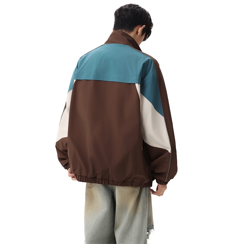 复古撞色拼接立领冲锋衣外套男开衫外套夹克棒球服JK01577-P68,男装夹克,星座308B-2