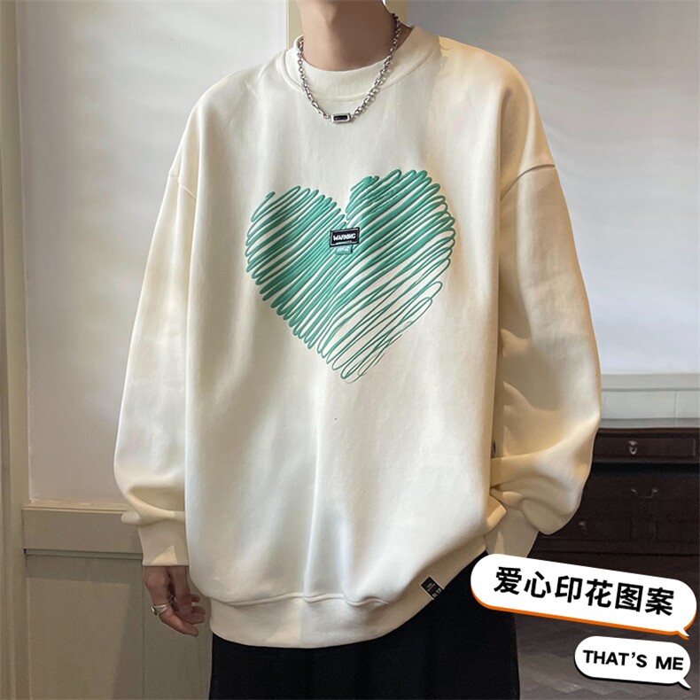 秋季新款卫衣港风素景圆领印花落肩长袖光板上衣VE55116-P31控48,男装卫衣,星座717