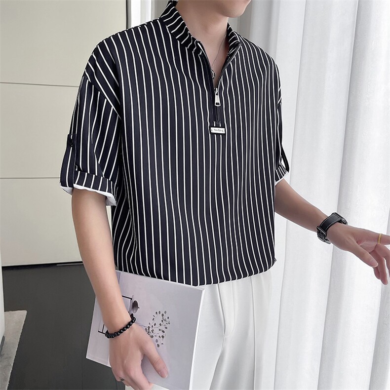 轻熟风~夏季新款条纹中袖T恤衫V5013/P50,男装T恤,电商B331