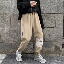 【】A003-HZ7221-P50新款拼接印花休闲裤女模，男装休闲裤，电商A003