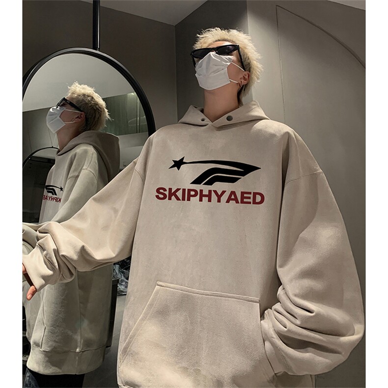 抖音得物供货提供视频秋冬重磅美式麂皮绒连帽卫衣JLM36,男装卫衣,电商A486