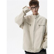 26春装高品质老钱风立领夹克外套男女美式潮牌拉链工装风宽松上衣，男装夹克，电商A486