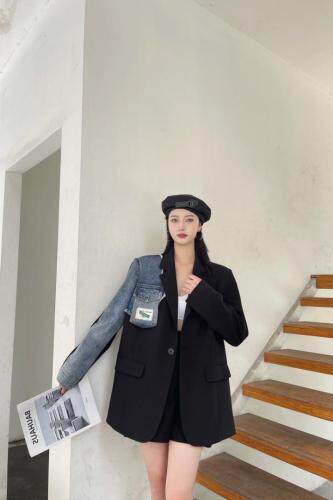 牛仔拼接西服，其它，QIANCHEN 谦晨