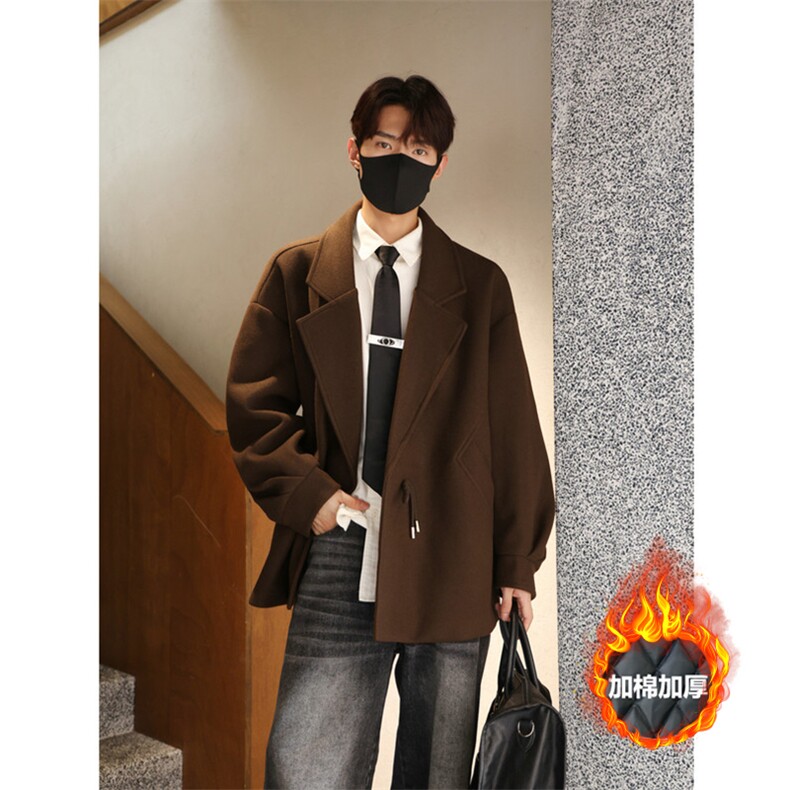 加棉加厚毛呢大衣西服宽松风衣504-F66-P75控118（加棉P85控128）图片