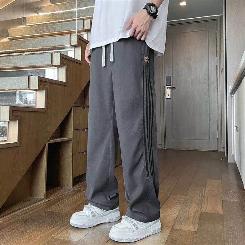 美式高街阔腿裤子男夏季薄款条纹休闲裤潮牌复古运动裤80222-p35,男装休闲裤,星座1008