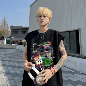 麂皮绒背心坎肩男T恤美式港风潮JB459-特P19控38图片